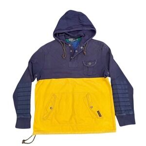 Vintage Polo Ralph Lauren Quilted Hoodie Sweater Sweat Shirt L Colorblock Rugby